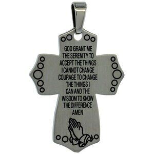 Surgical Steel The Serenity Prayer Cross Necklace